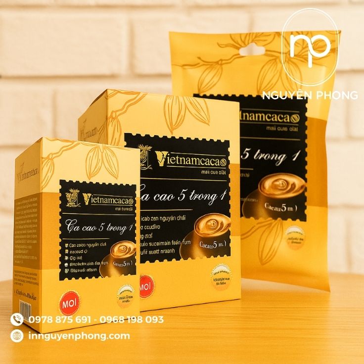 Mẫu hộp giấy đựng bột cacao thương hiệu 